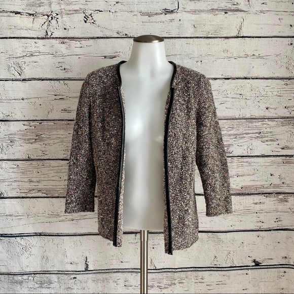 Classiques Entier Leather Trim Tweed cardigan - Picture 1 of 7